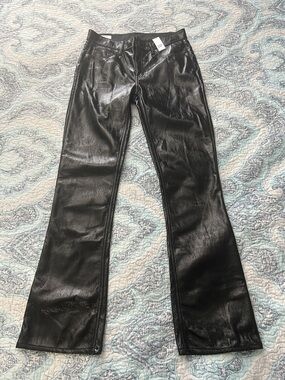 GAP Black Faux Leather Flare Jeans - Women